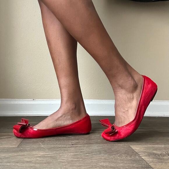 Lola Cruz Red Square Toe Bow Ballet Flats EU Size 39 US Size 8.5 - Picture 1 of 11